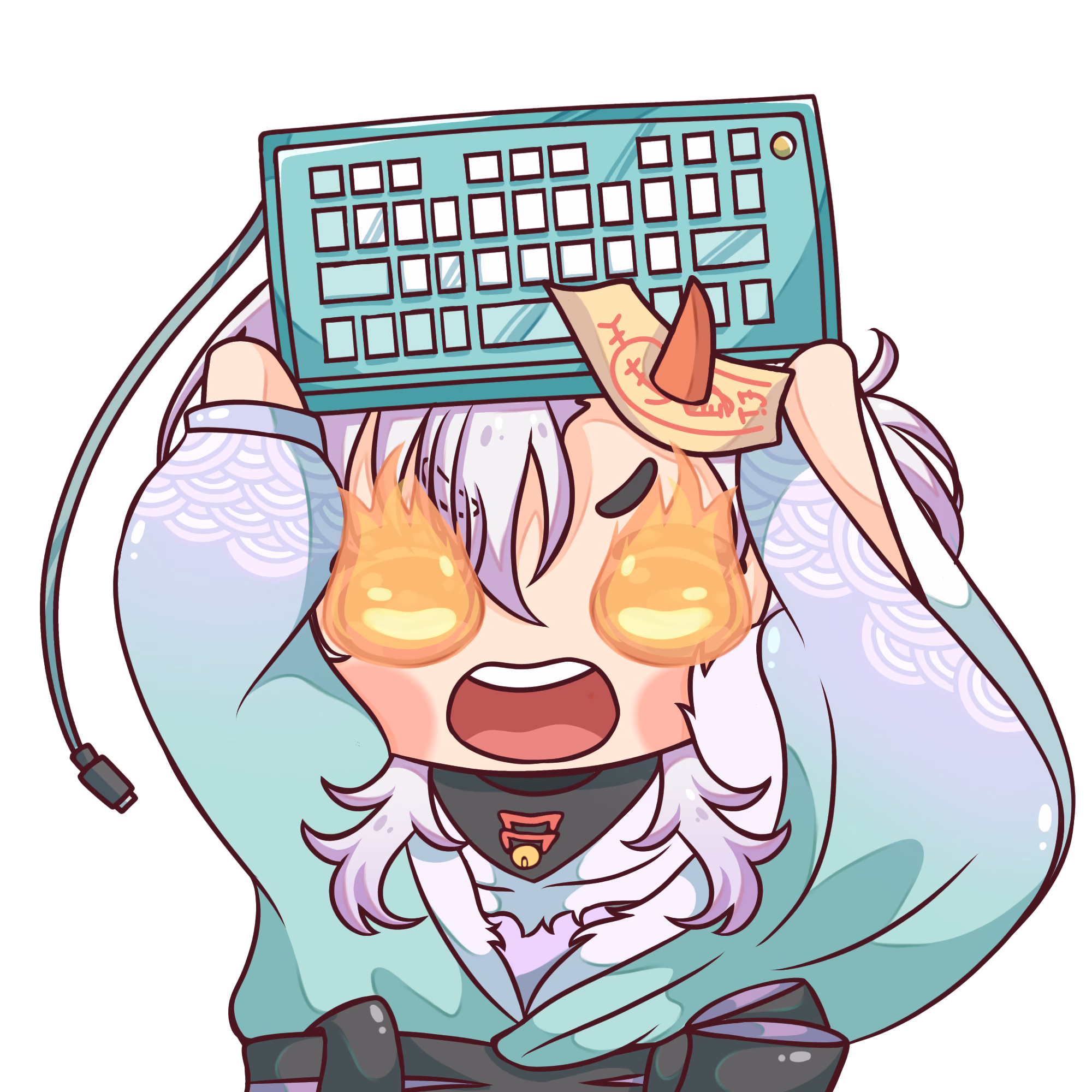 Chibi Mikira raging with fire in his eyes