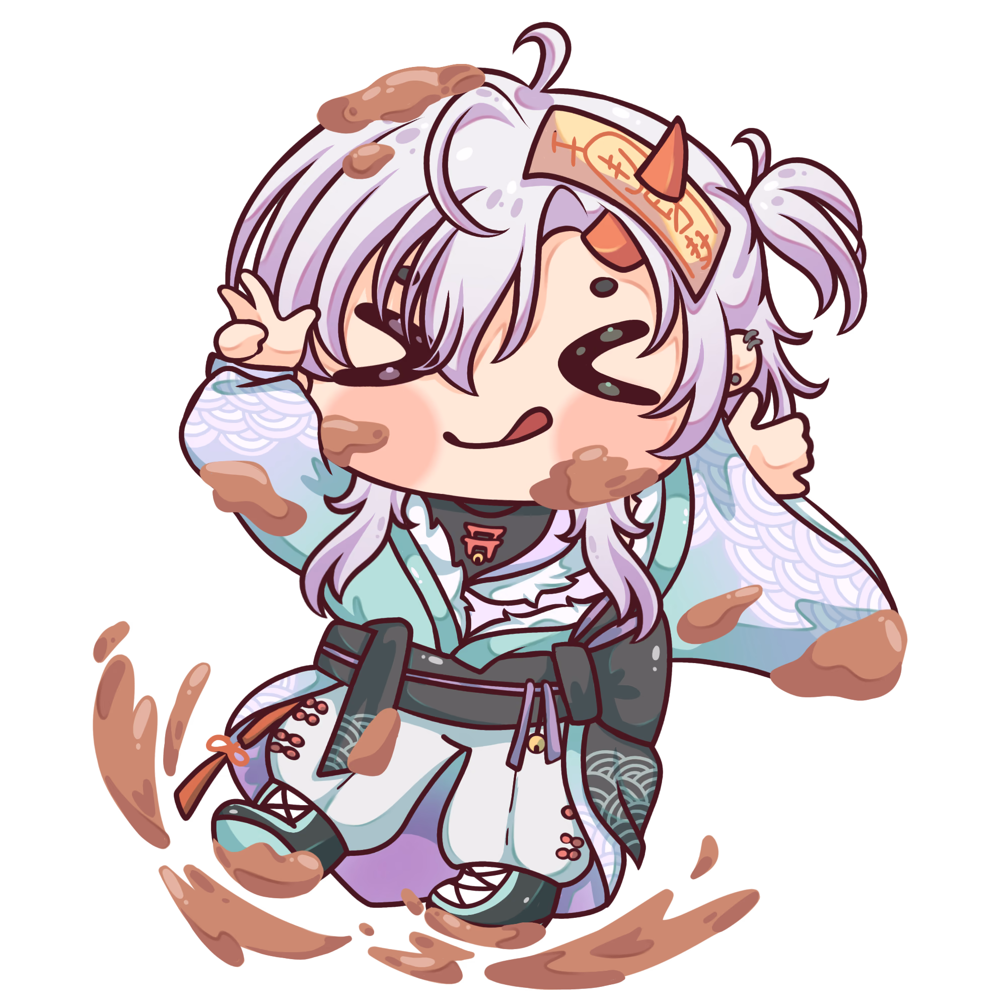Chibi Mikira covered in mud